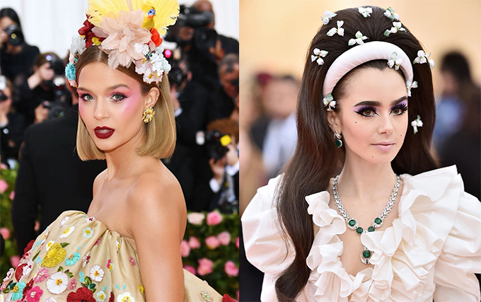 Josephine Skriver e Lily Collins no Baile do Met 2019