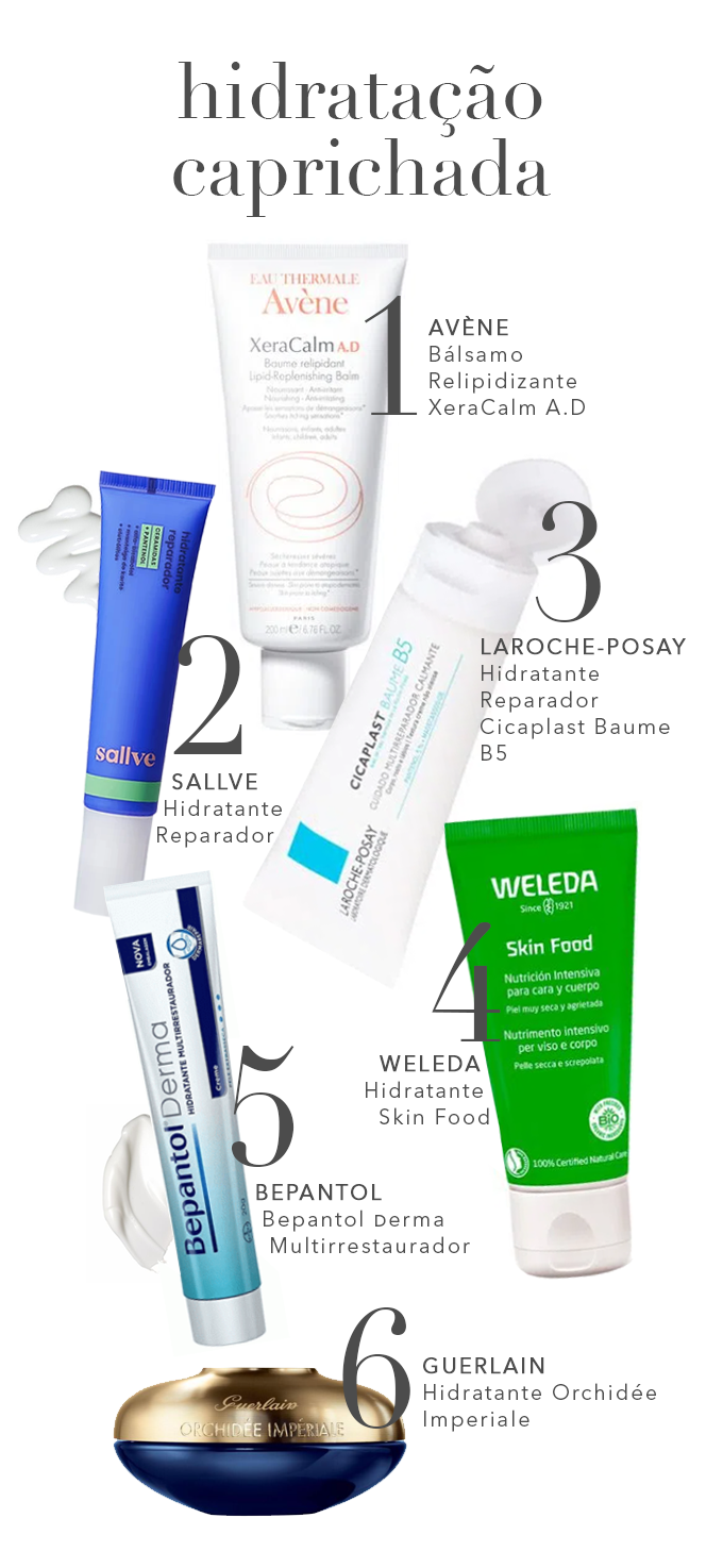 Produtos de hidratação da pele no invernp